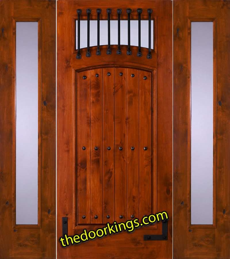 sw64 knotty alder wood door with two sw50 clear sidelites
